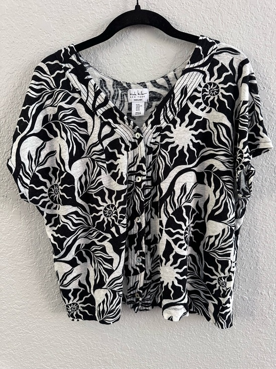 Nicole Miller Tops - Nicole Miller New York Linen Nautical Shell Print Button Front Blouse XL